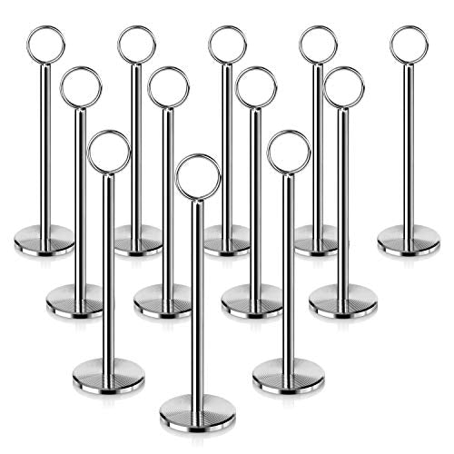 New Star Foodservice Ring-Clip Table Number Holder / Place Card Stand, 8 Inch, Silver, Set of 12 - size: 8-Inch (Set of 12)
