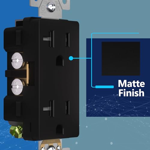LIDER Decorator Receptacle, Tamper-Resistant Wall Outlet, 20A, 5-Pack - color: Black, size: 20 Amp (No Wall Plate)
