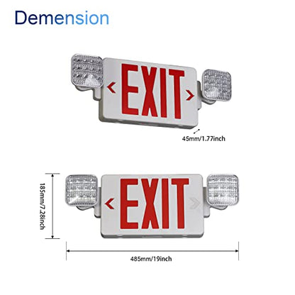 GZRUIYANG Exit Sign with Emergency Lights Red, LED Emergency Exit Light with Battery Backup, UL 924 Certified, AC 120/277V, Commercial Emergency Lights Combo for Business - 1 Pack - color: White Housing Red Letter, size: 1 Pack