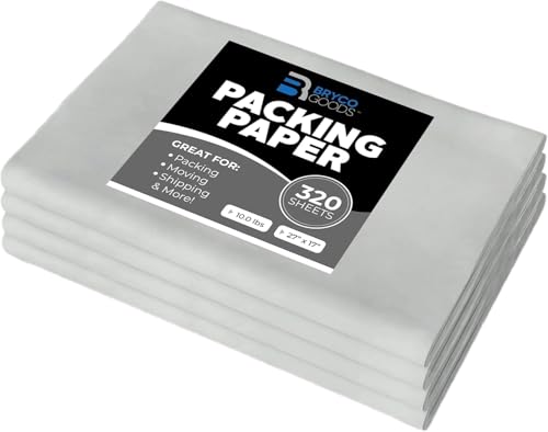 Bryco Goods Newsprint Packing Paper Sheets for Moving - 10lb - 320 Sheets of Newspaper Paper - Wrapping and Protecting Fragile Items, Box Filler, Shipping Supplies - 27" x 17" - Made in the USA - size: 27" x 17" (320 Sheets)