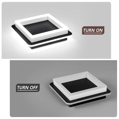 CANEOE Black Led Hallway Light Fixtures 6000K Cold White LED Modern Ceiling Light Fixtures Acrylic Square Flush Mount Ceiling Lamp for Bedroom Kitchen Bathroom Hallway Ceilings Lighting - color: Black&White, size: 1 Pack