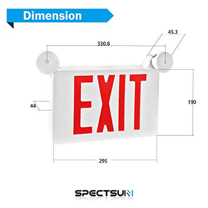SPECTSUN 2 PACK LED Exit Sign Battery Backup-UL Certifited ，Emergency Lights and 2 Lamp Heads- Fire Exit Sign 120-22VAC Red Emergency Exit Lighting for Business/Home. - size: 2 PACK