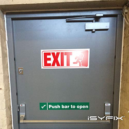 iSYFIX Exit Signs Stickers, 10x4 Inch, 3 Pack, Red & White - color: Red & White