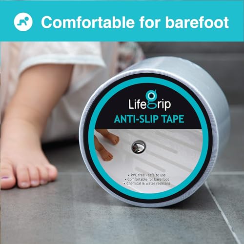 LifeGrip Clear Anti Slip Tape 4" x38Ft Waterproof Grip Tape for Tubs&Shower - size: 4" X 38'