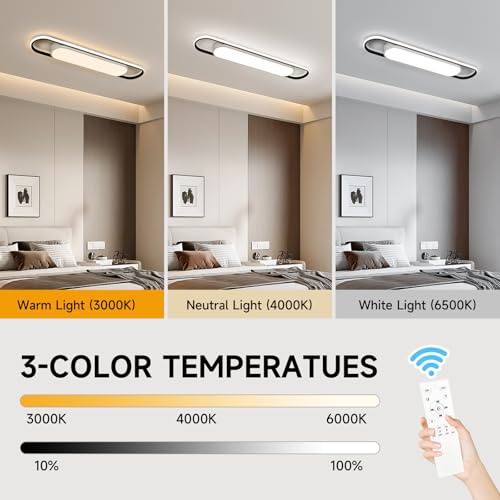 3Ft Smart LED Ceiling Lighting,50W High Brightness Linear Flush Mount Light Fixture,36.2" Dimmable Led Ceiling Lamp with Remote Control for Kitchen,Garage,Hallway,Laundry,Study Room. - color: Dimmable (3000K -6500K), size: 3FT (36.2 Inch / 92cm)
