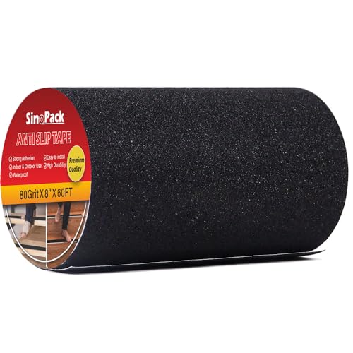 8" Anti Slip Tape, Black Non Slip Ramp for Outdoor 8Inch x 60FT Non Skid Tape, Best Grip Non Slip Strips Tape High Traction Friction Abrasive Adhesive for Stairs Step - size: 8 IN X 60 FT
