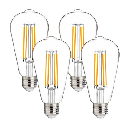 FLSNT 100W Equivalent LED Edison Bulbs, ST19/ST58 Dimmable LED Light Bulbs for Kitchen, Dining Room, High Brightness with 1000LM, 2700K Soft White, 8W, E26 Base, 4 Pack - color: 100w 2700k Soft White, size: 4 Count (Pack of 1)