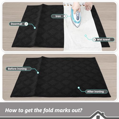 BEQHAUSE Dirt Trapper Door Mat 24" x 36" Non-Slip Washable, Black - color: Black, size: 24" X 36" (Rectangular)