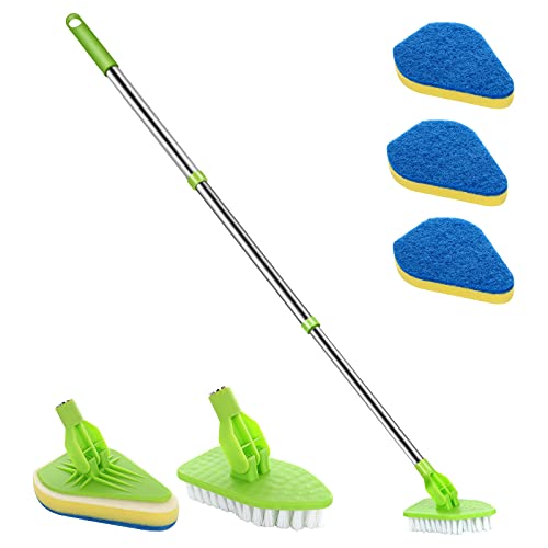 Extendable Scrub Cleaning Brush with Long Handle 35'' - Floor Scrubber