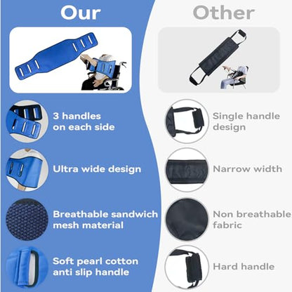 Transfer Belt Transfer Sling for Elderly, Lift Assist Gait Belt for Seniors - color: Blue-aa