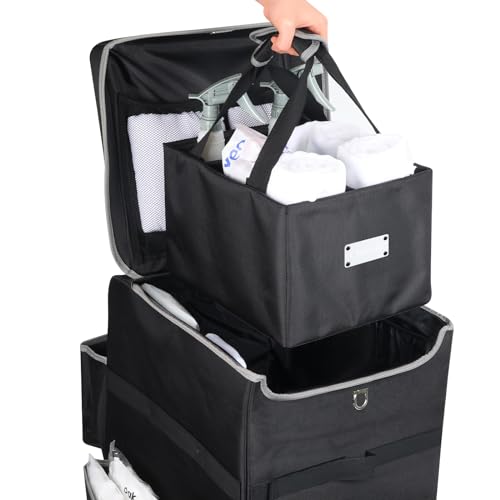 Cleaning Carts on Wheels with Removable Cleaning Caddy, Professional House Cleaning Caddy on Wheel, Cleaning Bag with Handle for Housekeepers,Cleaning Supplies Organizer Caddy (Large)