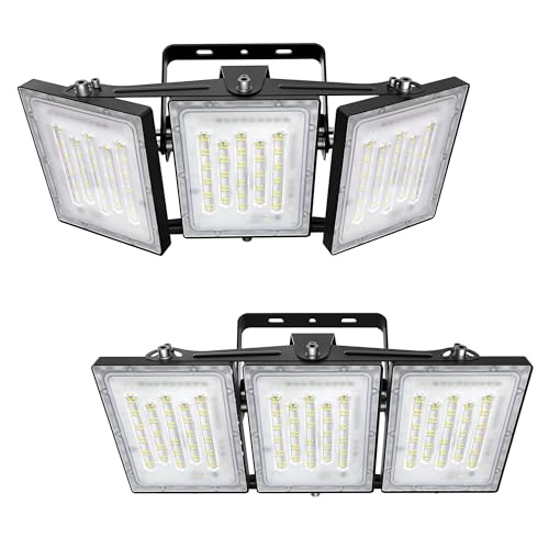 2 Pack LED Flood Lights Outdoor, STASUN 300W 30000lm 6000K Daylight White IP66 Waterproof, Commercial Parking Lot Lights, 3 Heads for Yard Street Stadium Outdoor Area Floodlight Bright Security Lights - color: 2 Pack, size: 300 Watt