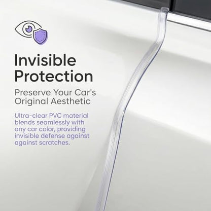 Car Door Edge Guard, 16.4 Ft U-shaped Scratch-resistant Protection Strip, Non-slip Flexible Cushioning Trim for Door Hood Trunk, DIY Cuttable Accessory for Cars Trucks SUVs (Transparent)