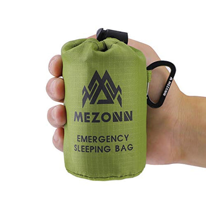 Emergency Sleeping Bag Survival Bivy Sack Use as Emergency Blanket Lightweight Survival Gear for Outdoor Hiking Camping Keep Warm After Earthquakes, Hurricanes and Other disasters - color: Green-1P