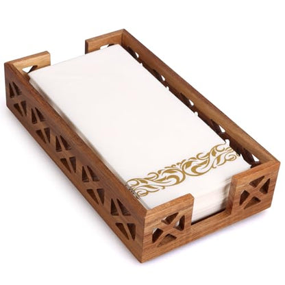 Acacia Wood Napkin Holder for Bathroom Guest Towel Holder for Dining Table