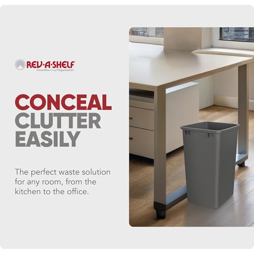 Rev-A-Shelf Double Pullout Garbage Trash Cans for Kitchen Cabinets, 35 Qt - color: Dark Gray, style: 2 Pack