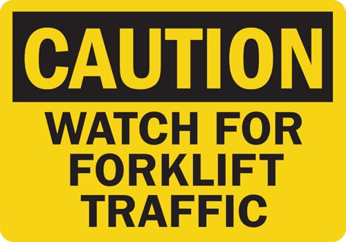StickerJet OSHA Caution Sign Watch For Forklift Traffic Stickers – Self Adhesive Vinyl 5-Pack, Sign for Warehouse and Industrial Waterproof & UV Resistant (3.5" x 5") - color: Caution: Watch For Forklift Traffic (with Graphic), size: 3.5" x 5"
