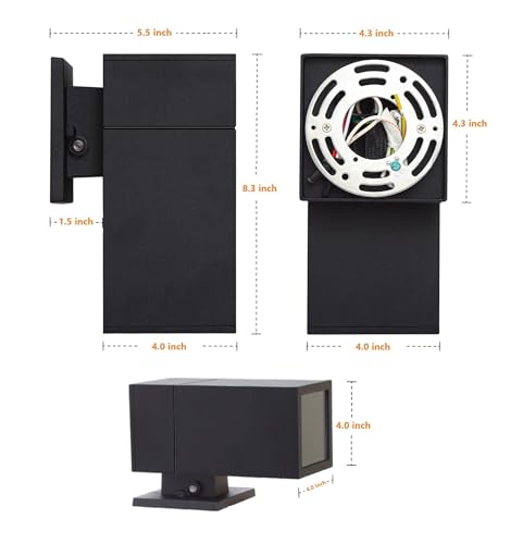 Dusk to Dawn Outdoor Wall Lantern, Waterproof Exterior Lighting - color: Rectangle (Black A-Dusk to Dawn)
