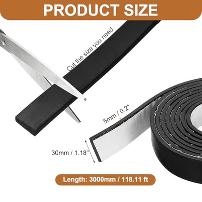 Smoke Fire Seal Strip 9.8Ft 30mm/1.18" Wx 5mm/0.2" T Black - color: Black, size: 9.8FT x 30mm / 1.18" W x 5mm / 0.2" T