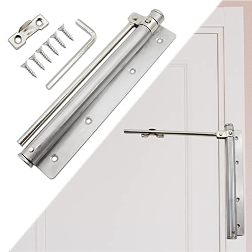 Heavy Duty Automatic Screen Door Closer - Safety Spring for Storm Door, Steel With Adjustable Closing Speed, Smooth and Quiet for Hinge Door - color: Silver