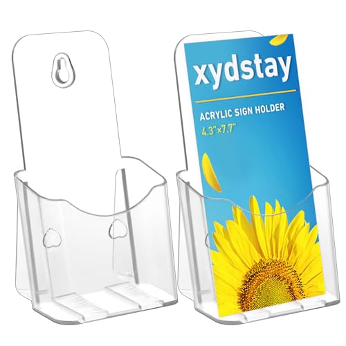 xydstay Acrylic Brochure Holder 4 Inche , Clear Flyer Sign Holder, 2 Pack - size: 4x7