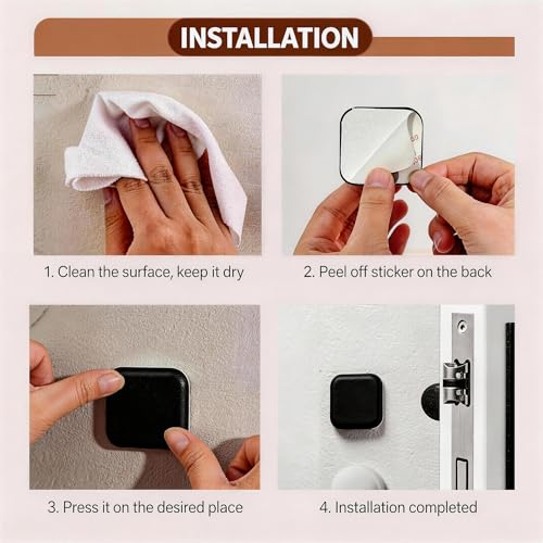 Door Stoppers for Wall, Silicone Door Knob Wall Protector, Square Black - size: 6pcs, Square, Black