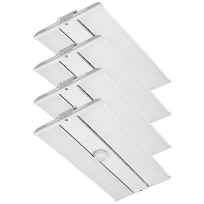 295W Linear LED High Bay Light with PIR Motion Sensor – 41300 Lumens, 5000K Daylight, 1000W Metal Halide Equivalent, UL Damp Rated, 120–277V, Suspended Mount, Warehouse & Industrial Lighting (4 Pack) - color: 4 Pack, size: 295W