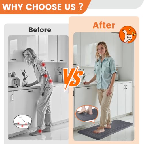 4/5 Inch Thicker Kitchen Mats Anti Fatigue Comfort Mat Standing Desk Rugs - color: Grey, size: 39"L x 17"W x 0.8"Th