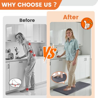 4/5 Inch Thicker Kitchen Mats Anti Fatigue Comfort Mat Standing Desk Rugs - color: Grey, size: 39"L x 17"W x 0.8"Th