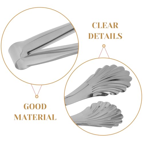 2Pcs Stainless Steel Shell Serving Tongs 8.85In Mini Buffet Tongs for Appetizers Bread and Salads Small Kitchen Utensils