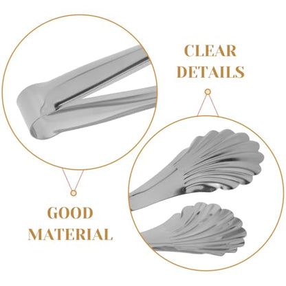 2Pcs Stainless Steel Shell Serving Tongs 8.85In Mini Buffet Tongs for Appetizers Bread and Salads Small Kitchen Utensils