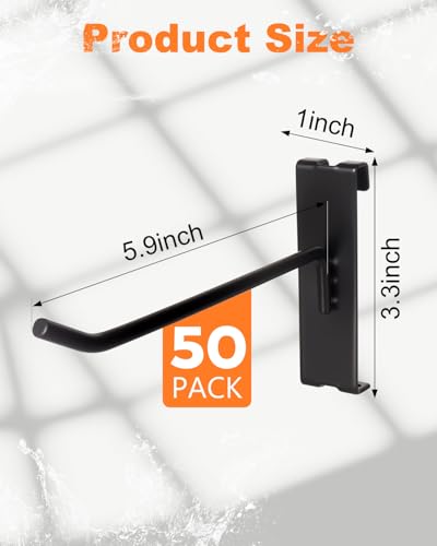 50 Pack Gridwall Hooks, 6 Inch Metal Display Hanging Hooks - size: 6inch-50Pcs-Black