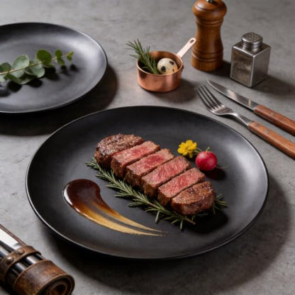Gogailen Restaurant Value, Stoneware Coupe Shape Plate 11 inch, Matte Black, Case of 12 - color: Matte Black, size: Plate 11"