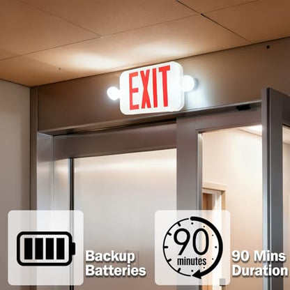 LIT-PaTH Exit Sign with Emergency Light, Battery Backup, 12 Pack - size: 12-Pack