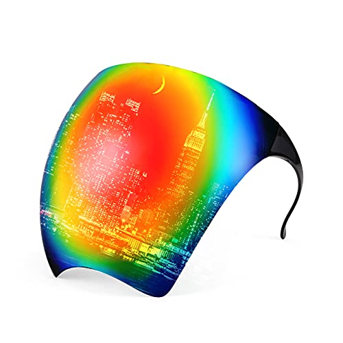 FEISEDY Full Face Shield Sunglasses – Anti-Fog UV400 Mirror Visor - color: 003 Black Red Rainbow Mirror