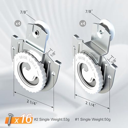8 PCS Closet Door Roller Kit, Sliding Wardrobe Closet Door Hardware Top-Roller Kit with Adjustable Screws,Slide Smoothly and Quietly - size: 8