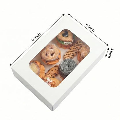 YEKTFS 24Pcs Cookie Boxes with Window, 9x6x3In Bakery Boxes for Gift Giving - color: White