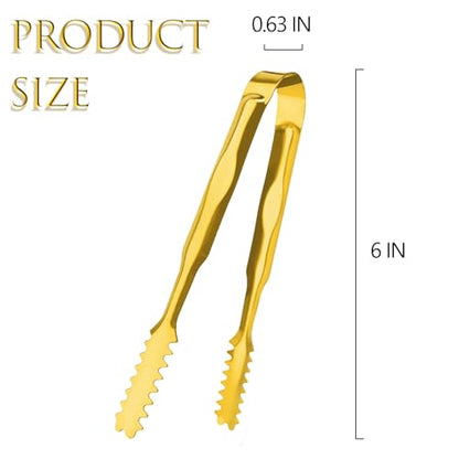 6 Pcs Ice Tongs Stainless Steel 6 Inch with Serrated Teeth Durable Serving Metal Tongs for Kitchen, BBQ, Buffet & Party Secure Grip Mini Tongs for Ice Cubes, Sugar, Salad，Appetizers - color: lustrous