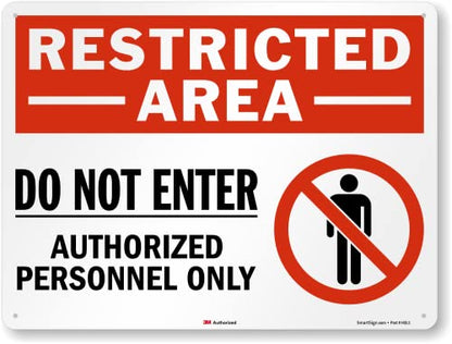SmartSign 18" x 24" 'Restricted Area Do Not Enter, Authorized Personnel Only' Metal Sign with Symbol, 80 mil Aluminum, 3M Laminated Engineer Grade Reflective, Red, White and Black, USA-Made - style: 18" x 24" - EG Aluminum