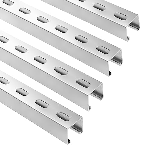 SKTREX 5 Feet Length Strut Channel Trolley Track,1-5/8" high and Wide 12 Gauge Metal Steel u Channel with Short Slotted Back Channel - Pre-Galvanized Zinc Finish for Durability (Pack of 4) - style: 4 Set