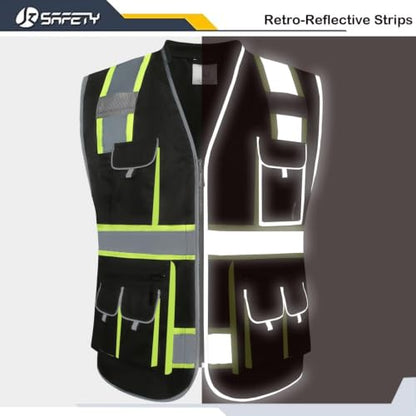 JKSafety Reflective Safety Vest for Men Cushioned Collar JK89 Black S - color: Blackt1s1, size: Small