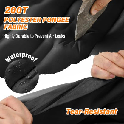 Camping Sleeping Pad, 6 inch Thick Ultralight Camping Mat with Pillow, Built-in Foot Pump Inflatable Sleeping Pads Compact for Camping Backpacking Hiking Traveling Tent,Single,Black - color: Black