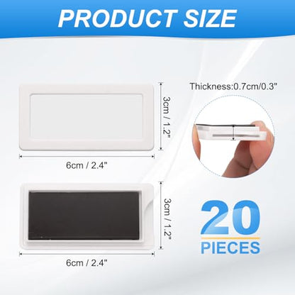 uxcell 20 Pcs Magnetic Label Holders, 2.4 x 1.2 Inch Data Card Holder with Paper Cards and Protective Films for Shelf White Board Toolbox Metal Wall Cabinet Drawer, White - color: White, size: 2.4 x 1.2 Inch