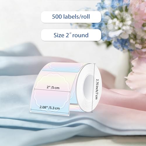 2 Inch Round Thermal Labels, Rainbow Gradient Flower Thermal Sticker Labels for Small Business, Logo Design, Baking,500 Sheets/1 Roll - color: Rainbow, size: 2 inch