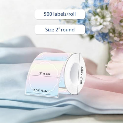 2 Inch Round Thermal Labels, Rainbow Gradient Flower Thermal Sticker Labels for Small Business, Logo Design, Baking,500 Sheets/1 Roll - color: Rainbow, size: 2 inch