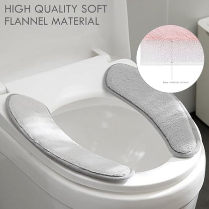 Thick and Warm Toilet Seat Cushion Cover - with Sticky Toilet Seat Cushion - Washable and Reusable Mat for Winter - Double Flap Separation, TPR Back Adhesive, Soft and Protective (Grey) - color: Gray