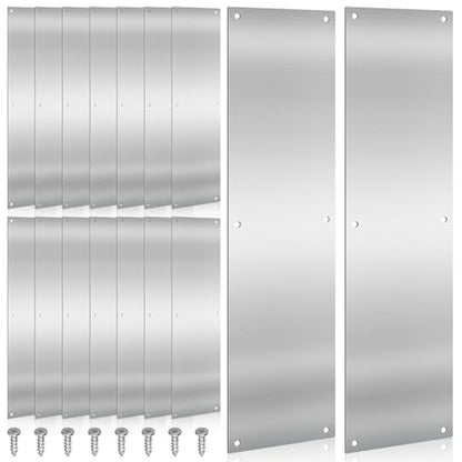 Door Kick Plate 16"x4" Stainless Steel 16Pcs Scratch Kick Push Plates Decor - size: 16 pcs
