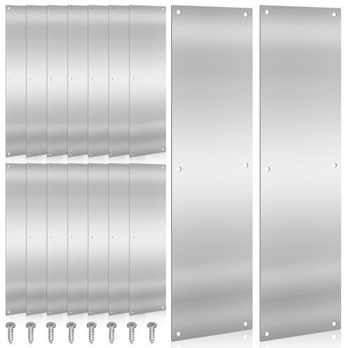 Door Kick Plate 16"x4" Stainless Steel 16Pcs Scratch Kick Push Plates Decor - size: 16 pcs