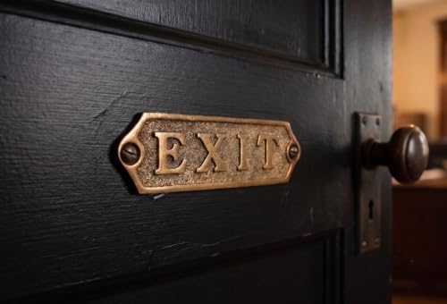 EXIT Vintage Metal Sign – Antique Brass Exit Door Plaque Durable Commercial-Grade Professional Signage, Easy Mount Office & Business Door Plaque - color: EXIT