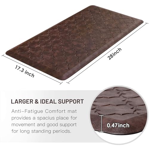 WISELIFE Kitchen Mat, Cushioned Anti Fatigue Floor Mat, 17.3"x28" Brown - color: Brown, size: 1'5" x 2'4" (Rectangular)